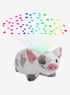 a stuffed pig with stars on its back