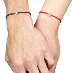 Red-Black Couples Bracelet Set - Linked Circle Bracelet | Makarla Couples Bracelets, Bracelets Ideas, Couples Bracelet, Couple Bracelet, Couple Watch, Bracelets Set, Couple Bracelets, Just Because Gifts, String Bracelet