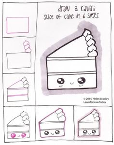 the screen shows how to draw a piece of cake in one drawing book, and then it