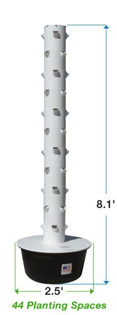 a tall white tower with spikes on it's sides and measurements for the base