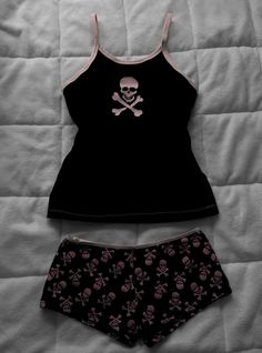 Gothic Pjs Aesthetic, Punk Sleepwear, Gothic Pjs, Grunge Sleepwear, Emo Pjs, Goth Pjs, Pjs Y2k, Y2k Pjs, Y2k Pajamas