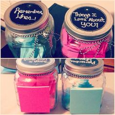 there are three jars with different things in them and one has writing on the jar