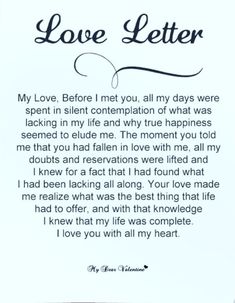 a poem written in black ink on white paper with the words love letter above it