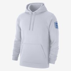 A closet staple for any England fan, this hoodie combines classic style with the soft comfort of fleece. England Fans, Comfy Jackets, Nike Soccer, Hoodie White, Mens Soccer, Mens Activewear, White Hoodie, Men's Nike, Nike Men