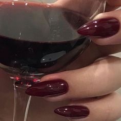 Glass Of Red Wine, Dark Coquette, Red Nail Polish, Nail Swag, Dark Feminine Aesthetic, Red Nail, Dark Feminine, Dream Nails, Feminine Aesthetic