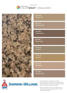 the color scheme for this kitchen countertop is brown and tan, with different colors