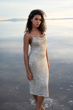 Elegant Shimmer Dress With Spaghetti Straps, Elegant Spaghetti Strap Dress With Shimmer, Glamorous Sequined Slip Dress For Summer, Glamorous Summer Slip Dress With Sequins, Chic Shimmer Dress With Spaghetti Straps, Glamorous Slip Dress For Prom And Party Season, Shimmer Spaghetti Strap Dress For Date Night, Bias Cut Dress For Party And Prom Season, Sparkling Sequin Dress With Spaghetti Straps For Cocktail