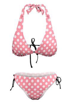 Turn heads and make waves with the Polka Dot Diva V-Neck Bikini, available in a stunning array of colors: Blue, Pink, Green, Yellow, and Brown. This eye-catching swimsuit features a playful polka dot pattern that’s perfect for adding a touch of retro charm to your beachside look. The soft, elastic fabric is designed for ultimate comfort, ensuring a snug yet breathable fit. The chic lace-up design is fully adjustable, making it ideal for all body types. The wide straps provide ample support, whil Polka Dot Swimwear For Spring And Summer, Polka Dot Swimwear For Summer Vacation, Polka Dot Swimwear For Spring Swimming, Fitted Tankini For Water Polo And Beach Season, Polka Dot Tankini For Vacation, Polka Dot Beachwear Tankini For Vacation, Polka Dot Tankini For Summer Vacation, Polka Dot Tankini For Summer Swimming, Polka Dot Tankini For Beach Season