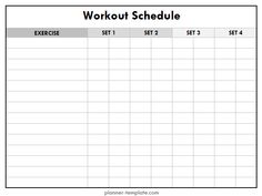 the workout schedule is shown in this printable form, which includes an exercise sheet