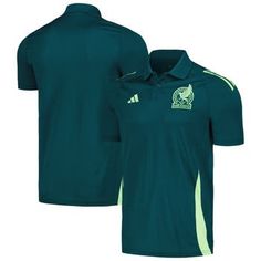 Fine-tune your game with the aesthetic of the Mexico National Team by sporting this 2024 Polo from adidas. Featuring a comfortable two-button placket, this polo promotes maximum performance to ensure your game reaches new heights. Complete with unmistakable Mexico National Team graphics and colors, this gear is sure to elevate your selection of on-pitch merch. Heat-sealed stripes Raglan sleeves Material: 65% Recycled Polyester/35% Polyester - Main Material; 96% Cotton/4% Spandex - Collar Machine Moisture-wicking Polo Shirt For Sports, Sporty Polo Shirt With Team Name For Sports, Adidas Moisture-wicking Polo Shirt For Golf, Adidas Sporty Golf Polo Shirt, Casual Moisture-wicking Polo Shirt For Team Events, Casual Three Stripes Polo Shirt For Sports, Team-colored Polo Shirt For Sports, Sports Polo Shirt With Team Name, Green Sporty Polo Shirt For Sports Events