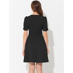 In a timeless classic design, this special and elegant dress adds to your choice for the upcoming seasons. Breathable and nice quality material perfectly draws out your waistline and elongates your legs. Pair it with high heels, and you can build an urban chic elegant business lady look. Occasions: Work, Office, Urban Casual, Coffee Shop, Daily, Date, Business, Formal, Ceremony, Weekend, etc. Flared Dresses, Business Lady, Short Puff Sleeve, Office Dress, Business Formal, Office Dresses, Urban Chic, Work Office, Dresses Black