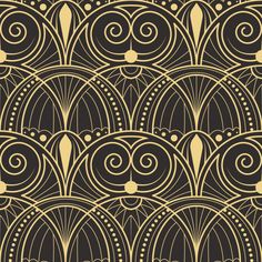 an art deco wallpaper pattern in black and gold