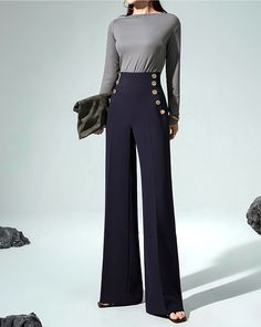 These beautiful black flares in silky ponte fabric are go-tos for every outfit or event, with all the comfort of leggings. Full Length High waist Zip fly with hook-and-bar closure Side waist buttons 94% polyester, 6% spandex Machine wash, tumble dry Item #4038 ★★Please advise your Height & Weight and waist, I will make sure you choose the right size. Black Flares, Long Trousers, Wool Pants, Double Breasted Suit, Height And Weight, Choose The Right, Flare Pants, Straight Leg Pants, High Waisted Pants