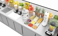 an assortment of fruits and vegetables on a counter