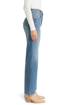 These wide-leg jeans are crafted from nonstretch, organic-cotton denim and finished in a classic blue wash for a look both fresh and timeless. 31" inseam; 21" leg opening; 11 1/2" front rise; 15 1/2" back rise (size Medium) Zip fly with button closure Five-pocket style 100% organic cotton Machine wash, tumble dry Made in the USA of imported fabric Light Wash Mid-rise Wide Leg Denim Pants, Non-stretch Wide Leg Washed Jeans, Everyday Wide-leg Rigid Denim Pants, Mid-rise Denim Wide Leg Pants With Frayed Hem, Denim Blue Pre-washed Wide Leg Jeans, High Waist Wide Leg Jeans, Classic Blue, Wide Leg Jeans, Leg Jeans