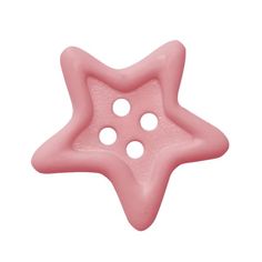 a pink star shaped object with holes in it's center on a white background