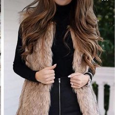 Brand New Boutique Item S 4-6 M 8-10 L 10-12 Brown Fall Party Outerwear, Chic Brown Party Outerwear, 90's Fashion, Outfit Trends, Denim Romper, Sleeveless Jacket, Faux Fur Vests, Fur Vest, Mode Inspiration