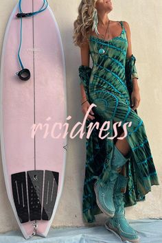 Boho Fashion Tie-dye Print Cowl Neck Stretch Slit Midi Dress Stile Boho Chic, Loungewear Dress, Boho Chique, Long Dresses Elegant, Boho Styl, Boho Tie Dye, Stil Boho, Estilo Boho Chic, Mode Boho