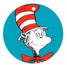 the cat in the hat is wearing a red bow tie