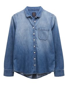 Kennedy Denim Shirt - Not Monday Casual Light Indigo Button-up Denim Top, Indigo Cotton Button-up Denim Top, Indigo Chambray Button-up Top, Medium Wash Chambray Button-up Shirt, Medium Wash Chambray Denim Button-up Top, Oversized Turtleneck, Linen Tank, Pullover Cardigan, Linen Skirt