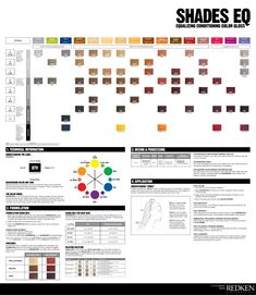 Redken Shades Eq Color Chart, Redken Color Chart, Redken Hair Color Chart, Shades Eq Color Chart, Redken Toner, Shades Eq Formulas, Hair Formulas, Hair Dye Tips, Redken Hair Color