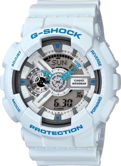 G Shock White, G Shock Watch, Casio G Shock Watches, Watch Gears, Casio Watches, Digital Sports Watches, Amazing Watches, White Watch, G Shock Watches