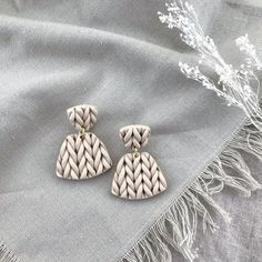 Knit Fans in Beige Polymer Clay Statement Earrings - Etsy Diy Earrings Polymer Clay, Polymer Clay Jewelry Diy, Clay Jewelry Diy, Geometric Jewelry, Handmade Polymer Clay, Diy Earrings, Jewelry For Women, Polymer Clay Jewelry, Lebanon