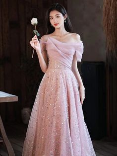 Off-shoulder Tulle Ball Gown For Banquet, Pink Off-shoulder Dress With Sweetheart Neckline For Wedding, Off Shoulder Dress For Banquet Prom Season, One-shoulder Tulle Evening Dress For Party, Strapless Off Shoulder Dress For Prom Season Banquet, Pink Off-shoulder Ball Gown For Prom, Pink Off-shoulder Ball Gown For Prom Season, Off-shoulder Ball Gown For Party, Pink Off Shoulder Dress With Sweetheart Neckline For Party