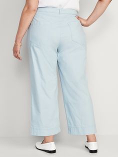 Online exclusive! Straight high-rise waistband, with button closure, hidden zip fly, and built-in belt loops.  On-seam vertical hip pockets, with front coin welt pockets & workwear patch pockets in back.  Enzyme and stone-washed cotton-canvas, with c Relaxed Fit Mid-rise Bottoms With Side Pockets, Casual Wide-leg Jeans With Belt Loops, Cotton Straight Leg Pants With Button Zip Fly, Mid-rise Bottoms With Pockets And Relaxed Fit, Relaxed Fit Mid-rise Bottoms With Patch Pockets, Relaxed Fit Mid-rise Pants With Button Closure, Mid-rise Relaxed Fit Pants With Button Closure, Mid-rise Wide Leg Pants With Pockets And Relaxed Fit, Casual High-waist Bottoms With Belt Loops