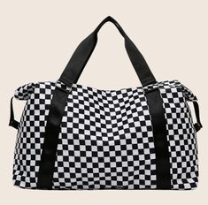 Black Checker Travel Tote Checkered Tote Bag, Travel Tote, Tote Bag, Boutique, Black And White, Travel, White, Black