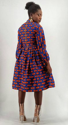 Dora African dress // African dress / Women dress / African | Etsy Blue Long Sleeve Ankara Dress, Fitted Blue Dress With Bold Print, Fitted Long Sleeve Dress With Bold Print, African Midi Dress, Queen Clothes, African Chic, Mixed Print Dress, Queen Outfit, African Maxi Dresses