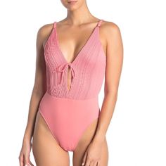 New Store Display/No Tag See Pictures Style# 190713 Pink Lemoade Color A Plunging Neckline Is Secured With A Super-Cute Self-Tie Closure On A Pintuck Pleated One-Piece Swimsuit. - Plunging V-Neck - Adjustable Shoulder Straps - Back Hook-And-Bar Closure - Self-Tie Bow On Front - Pintuck Pleated Top - Stitching Detail - Cutout Back - Lined Gusset - Moderate Coverage Pleated Top, Pleat Top, Tie Bow, Store Display, Pin Tucks, Top Stitching, Plunging Neckline, Womens Swim, Shoulder Straps