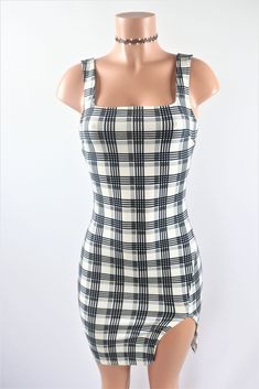 Size: M, Print: Pattern 2 Plaid Mini Dress, Instagram Baddie, Dress Black And White, White Square, Plaid Dress, Cheap Dresses, White Plaid, Print Pattern, Elegant Dresses