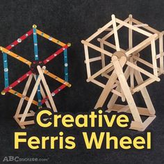 two wooden toys are shown with the words creative ferris wheel on it and below them