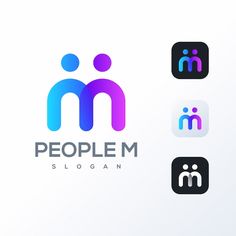 the logo for people's company is designed with different colors and shapes, including one man