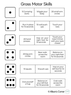 the cross motor skills worksheet for kids to learn how to play with dices