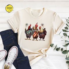 Patriotic Cool Chicken Shirt, 4th of July Shirt, Chicken Shirt, Independence Day Tee, USA Flag Shirts, Patriotic Shirt, Chicken Lover Shirts Dear Customer, We're here to give you best USA shirt options for you. We want to make everyone smile with our cute , stylish and trendy graphic T-shirts. We can assure you this shirt will be perfect USA gift whether you will buy it yourself or for someone else. 1. Important Check size chart before you purchase 2. How to Order * Pick your shirt type and size Chicken Shirt, Chicken Shirts, Patriotic Shirt, 4th Of July Shirt, Chicken Lovers, Usa Shirt, Patriotic Shirts, Flag Shirt, Usa Flag