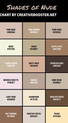 the shades of nude chart by creativebooster net for adobe and photoshopped