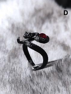 The price is for a ring only, others are not included. Gothic Open Ring Jewelry, Adjustable Gothic Snake Ring For Gift, Unique Snake-shaped Rings As Gifts, Adjustable Gothic Rings, Red Snake-shaped Jewelry For Gifts, Male Steampunk, Steampunk Fashion Female, Red Gothic, Black Velvet Choker