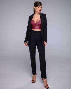 Fabric: High quality suiting fabric crepe 65% Cotton, 35% Polyester Included: Jacket and pants Wide-lapel Single-breasted High-rise pants Fitting: Regular-Fit Lining option: Fully-Lined Jacket vent: No vent Jacket length: 69 cm/ 27 in Sleeves length: 62 cm/ 24,4 in Pants length (inseam): 100 cm/ 39,3 in Sleek Fitted Pantsuit With Lapel Collar, Chic Office Bottoms With Suit Collar, Fitted Tuxedo-style Structured Pantsuit, Fitted Tuxedo Style Structured Pantsuit, Sleek Notch Lapel Evening Pantsuit, Structured Tuxedo Style Fitted Pantsuit, Sleek Fitted Single Breasted Pantsuit, Sleek Fitted Single-breasted Pantsuit, Tailored Structured Evening Pants