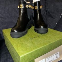 Black Gucci Boots Used Once Looking To Sell Them For 700 Black Leather Boots With Horsebit Detail, Designer Leather Boots With Horsebit Detail, Calf Leather Boots With Horsebit Detail And Round Toe, Black Boots With Horsebit Detail And Round Toe, Gucci Luxury Round Toe Boots, Gucci Luxury Boots With Round Toe, Gucci Luxury Ankle Boots, Luxury Gucci Boots With Round Toe, Gucci Designer Ankle Boots