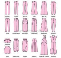 different types of women's pants