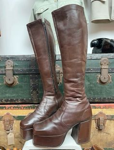 70s Brown Boots, 60s Boots, Carnaby Street London, 70s Boots, 70s Shoes, 90s Boots, Slim Calves, Carnaby Street, Beautiful Chocolate