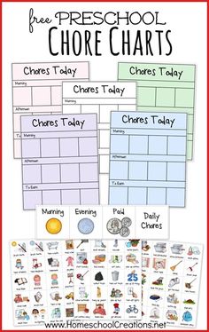 the free printable chore chart for children to use in their homeschool