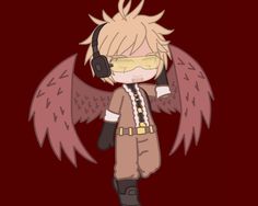 an anime character with headphones and wings