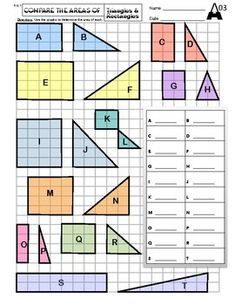 two worksheets with different shapes and letters