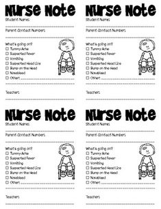 printable nurse notes for kids to help them learn how to write and use the word nurse