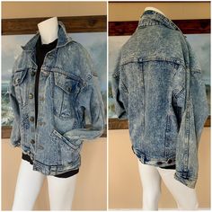 "This jacket is amazing! It's the perfect amount of acid wash color and vintage fade. Buttons up the front with metal buttons. This has two buttoned breast pockets and two regular pockets. No major flaws just normal fading/minor wear on the denim which makes it look super distressed and lived in. I love this jacket so much, it looks so much better in person!  Measurements lying flat: Waist: 16.5\" Length: 28\" All sales final. Note: items are described as accurately as possible. All of my items are used unless otherwise stated. Vintage items are sized differently than modern clothing so PLEASE make sure to check the measurements I have provided in order to make the best purchasing decision.  Vintage clothing may show signs of general wear. If there are holes, rips or major flaws I will do Acid Wash Retro Denim Jacket, Retro Acid Wash Denim Jacket, Vintage Light Wash Distressed Outerwear, Acid Wash Distressed Denim Jacket For Fall, Fall Acid Wash Distressed Denim Jacket, Acid Wash Denim Jacket For Fall, Faded Distressed Grunge Denim Jacket, Trendy Washed Faded Denim Jacket, Grunge Denim Jacket With Button Closure For Spring