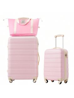 Expanable Spinner Wheel 2 Piece Luggage Set ABS Lightweight Suitcase with TSA Lock 20inch+28inch[Suitable Luggage Set] Coming in a complete uniform set, enjoy a matching small and large luggage to travel with together or separately depending on how much you decide to bring with you on your trip[Feather Weight Construction] Keep your load as lightweight as possible while traveling with our luggage pieces manufactured with feather light ABS material formulated for high durability while not weighin Hard Case Luggage, Spinner Wheel, Pink Luggage, Hard Shell Luggage, Pink Travel, Lightweight Suitcase, Large Luggage, Preppy Stuff, Spinner Suitcase