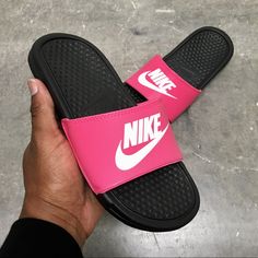 Nike Benassi " Jdi " ( Gs/Ps ) Dynamic Pink / White / Black Gs / Ps Us Size 3y Women's Us Size 10 Condition: Brand New - Without Box *Satisfaction Is 100% Guaranteed* Additional Notes: Guaranteed To Be 100% Authentic Nike Merchandise (Purchased From An Authorized Nike Retailer) Sandal Slide Sandals Color Comfortable Sz3y Size3y Spring Shoes Women, Black And White Sandals, Bday List, Blonde Babies, Nike Sandals, Nike Benassi, Nike Slides, Athletic Sandals, Casual Outfits For Teens